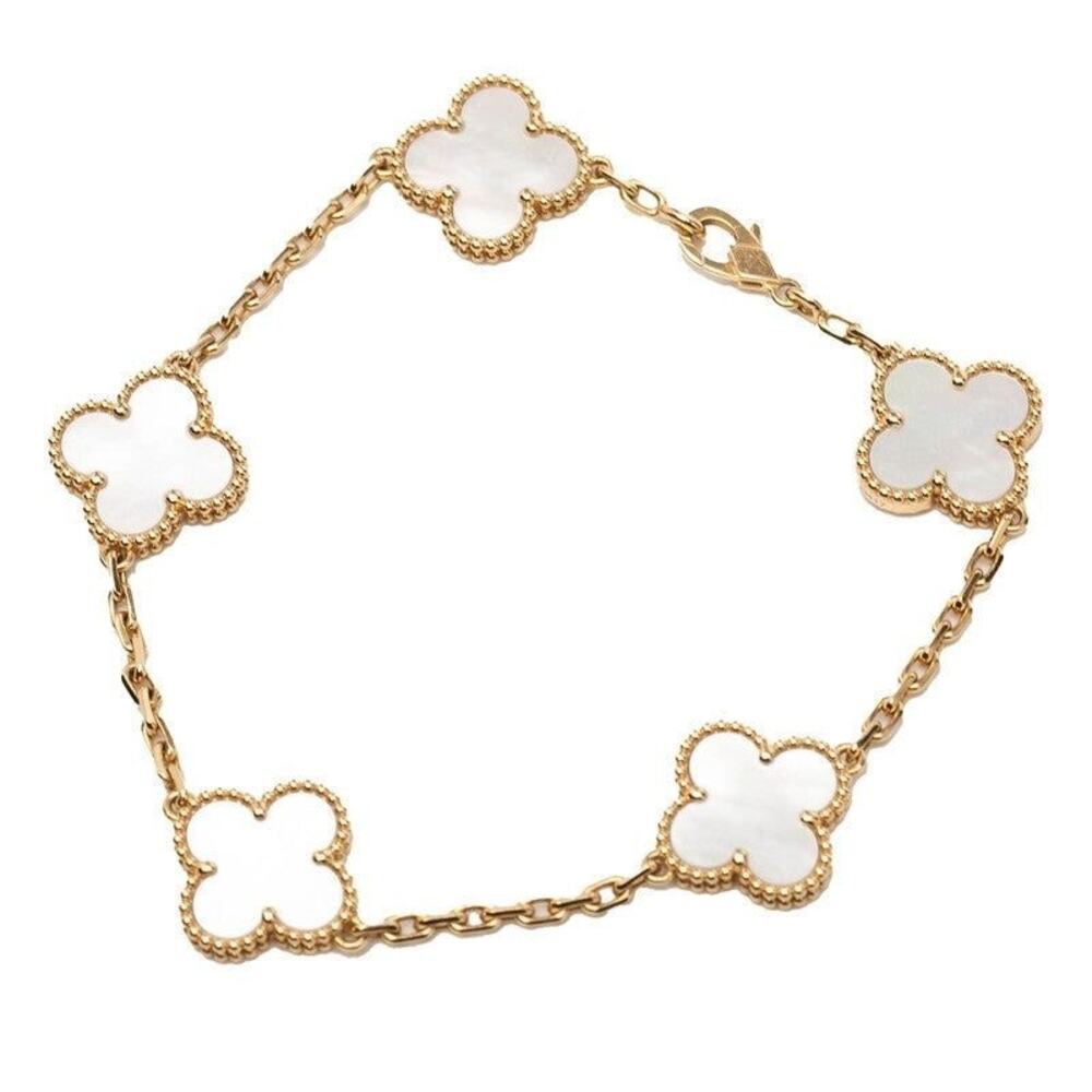 Van Cleef & Arpels Vintage Alhambra 18K Yellow Gold Mother of Pearl Bracelet